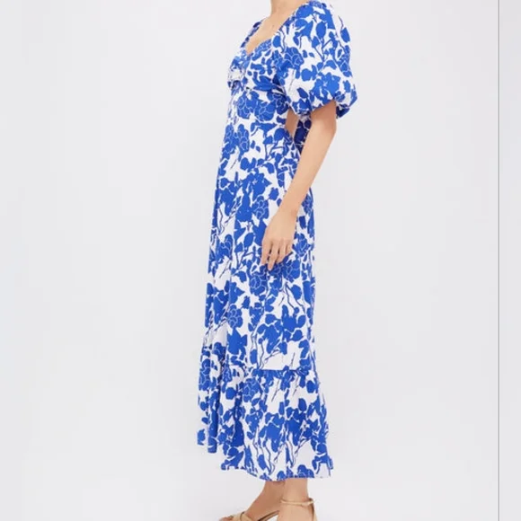 Hyacinth House Blue Floral Seaport Midi Dress